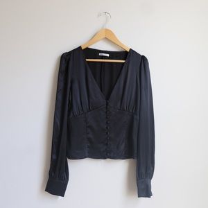 Reformation black cadence silk top L